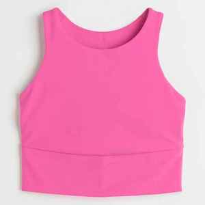 Soutien-gorge de sport sans couture pour femme, rose uni, taille haute, haut de yoga - Product Image 3
