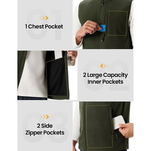 Chaleco de Forro Polar para Hombre Uniquen Enterprises, con Cierre Completo, Aislante Térmico, Impermeable, para Senderismo al Aire Libre, Cálido, Ligero, con 5 Bolsillos, para Invierno - Product Image 5