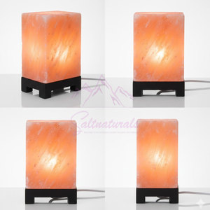 Lampe de sel de l'Himalaya en forme de cube, finition élégante, rose naturel, pour la décoration - Product Image 2