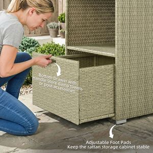 Moderno Portasciugamani Elettrico Riscaldato in Rattan Sintetico PE con 2 Ripiani e 1 Cassetto - Product Image 5