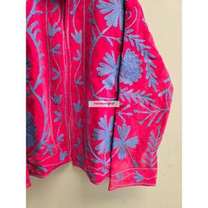 Chaqueta de terciopelo rosa al por mayor, chaqueta corta Suzani hecha a mano, abrigo con bordado floral, chaqueta boho hippie, chaqueta de fiesta para mujer - Product Image 3