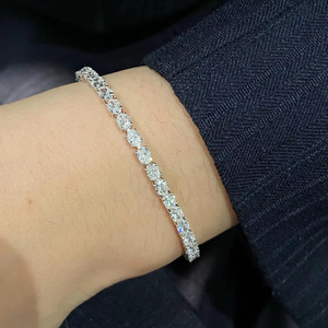 Sparkly Oval Cut Moissanite Diamond Tennis <b>Bracelet</b> For Women's 925 Sterling <b>Silver</b> Fine Anniversary Promise Gift For Partner - Product Image 1