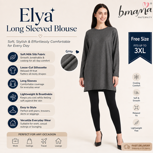 Bmama Grey <b>Long</b> Sleeve Blouse Loose Fit Milk Silk Womens Casual Shirt Breathable Lightweight <b>Top</b> Wholesale - Product Image 1