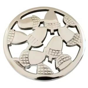 Sous-plat rond en bois de manguier naturel sculpté, motif floral mandala orné, résistant à la chaleur, support pour casseroles et poêles, style bohème - Product Image 3