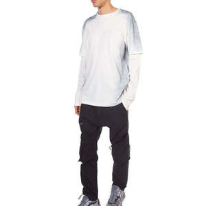 T-shirt Homme Oversize Personnalisé à Double Couche Manches Longues Effet Peinture Vintage Dégradé Hip Hop Streetwear Coton 2026 - Product Image 4