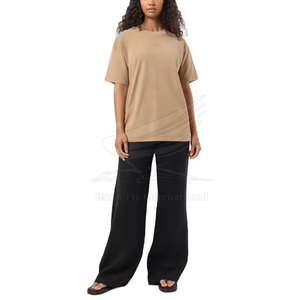 T-shirt en toile de coton pour femme de haute qualité, léger, respirant, décontracté, manches courtes, tendance, tenue quotidienne estivale - Product Image 4