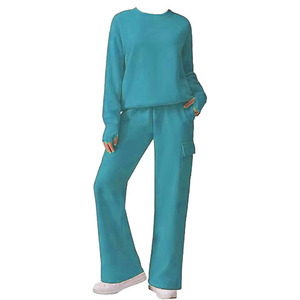 Streetwear Top Women's Cotton Active wear 2-Piece <b>Set</b> with Sweatshirt & Joggers Loose Cotton Blended - Product Image 1