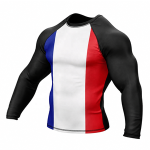 Rashguard personnalisé avec drapeau national, BJJ MMA No Gi Jiu Jitsu, Rashguard sublimé, T-shirt de compression, Vente en gros OEM - Product Image 6