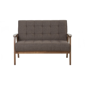 Canapé 2 places en stock, structure en bois massif noyer, tissu, canapé moderne compact pour appartement, fabriqué en Malaisie - Product Image 2