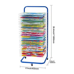 Étagère de séchage pour œuvres d'art et peintures à 25 niveaux amovibles, 17 x 13 x 39,4 pouces, en acier au carbone avec roues verrouillables - Product Image 3