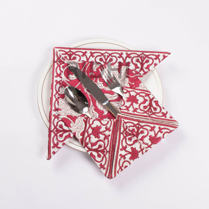 Bulk Sage <b>Pink</b> Floral Hand Block Printed Cotton Napkins, Reusable <b>Table</b> Linen Dinner Napkins, Handmade Indian <b>Cloth</b> Napkins - Product Image 1