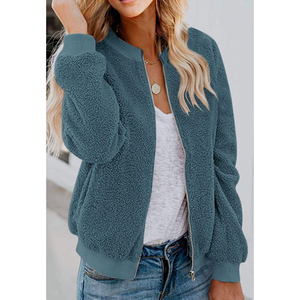 OEM Custom Design Blank Wholesale Sherpa Jacket Fleece Zip up Jacket Custom Women Sherpa Fleece Jacket for Sale - Product Image 6