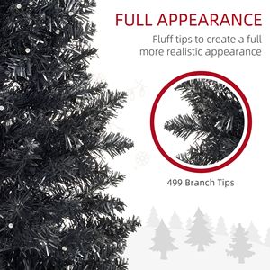 7ft Slim Artificial Christmas <b>Tree</b> with Realistic Branches and Warm White LED <b>Lights</b> Black Pencil <b>Tree</b> Decor - Product Image 6
