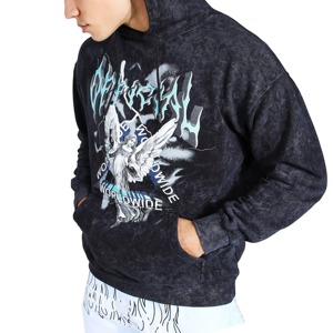 High Quality 100% Cotton Fleece Acid Washed Winter Vintage Sun Fade Regular Fit Hoodie for Men - Product Image 1