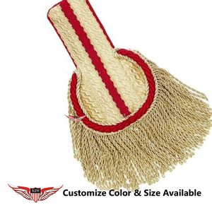 Epaulettes Bordados KEW Beige con Franja Roja, Tela Vintage con Flecos, Diseño Duradero, Ecológico y Personalizable - Product Image 2