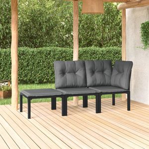 Ensemble de salon de jardin en rotin PE noir avec accoudoirs réglables, taille moyenne, doté de caractéristiques durables - Product Image 1
