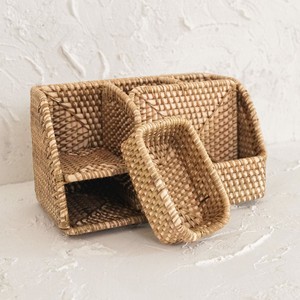 Woven rattan pen holder <b>large</b> pencil case <b>storage</b> <b>baskets</b> multi use desk organiser divided <b>basket</b> - Product Image 3
