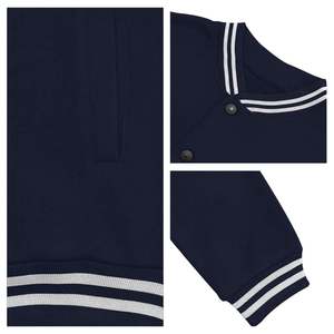Veste universitaire bleu marine pour homme, col rabattu, fermeture boutonnée, vêtement décontracté d'automne, couleur unie, mélange de polyester et de coton - Product Image 3