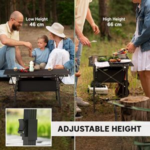 <b>Small</b> 3ft Aluminum <b>Folding</b> <b>Table</b> for Outdoor Portable Camping Picnic BBQ with Storage Carry Bag Black - Product Image 4