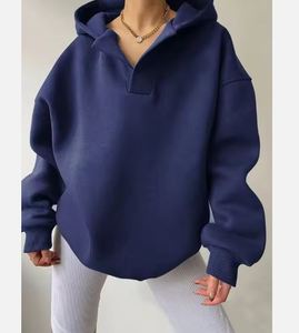 Sudadera con Capucha Extra Grande para Mujer, Color Sólido, Hombros Caídos, Manga Larga, Tejido de Algodón, Ropa de Otoño - Product Image 1