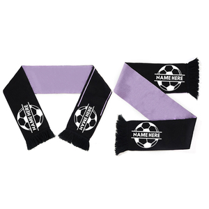 Breathable Football <b>Scarf</b> <b>Black</b> Purple Acrylic Long Sporty Winter Fan Supporter <b>Scarf</b> With Name Printed - Product Image 3