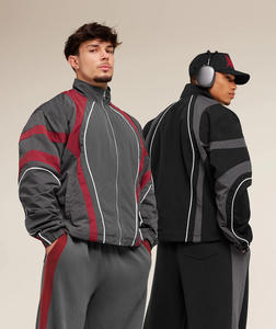 Premium Nylon Panel Work Windbreaker <b>Set</b> Custom Wholesale Factory Supplier USA Casual Fall Streetwear Hooded Jacket Pants Outfit - Product Image 2