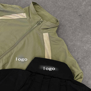 Ensemble de survêtement décontracté pour homme en nylon respirant avec fermeture éclair, coupe-vent, blocs de couleur et taille élastique, style streetwear personnalisé en polyester - Product Image 2