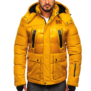 Chaqueta de invierno para hombre, con capucha, alternativa al plumón, cortavientos, con cremallera, ropa exterior, logotipo personalizado, talla grande - Product Image 1