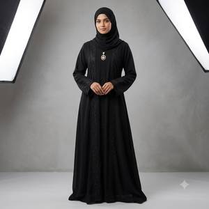 Abaya Larga Floral para Mujer, Hecha a Mano, Transpirable, Antiarrugas, con Frente Abierto, Largo hasta el Suelo, Modesta, para Bodas, Eid, Ramadán - Product Image 5