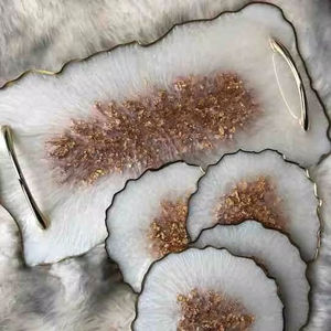 Bandeja Decorativa de Resina Epoxi, Diseño de Mármol Hecho a Mano, Organizador de Mesa de Centro, Bandeja de Regalo de Lujo para Decoración del Hogar - Product Image 1