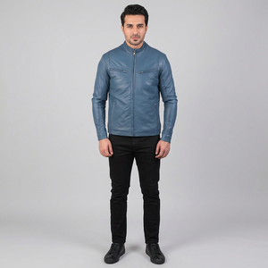 Men's Coated Varsity Leather <b>Jacket</b> Autumn Outdoor Stand Collar Plus Size Hooded Made in Pakistan - Product Image 1