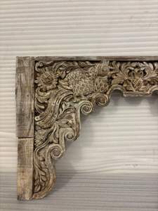 Panneau d'arche en bois sculpté à la main antique |   Porte indienne vintage, style moghol, décoration murale, cadre architectural pour la décoration de la maison - Product Image 4