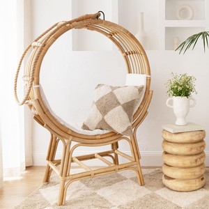 <b>Swing</b> moon chair for indoor bedroom living room round rattan hanging chairs manufacturer supply - Product Image 4