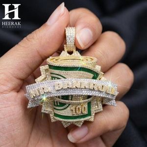 Collar con Colgante Personalizado de Hip Hop, Estilo Iced Out, con Diseño de Billete de 100 Dólares y Esmalte Verde, para Hombre - Product Image 4