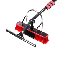 Brosse de nettoyage télescopique en aluminium avec double tête rouge et noire à poils naturels et raclette intégrée, prix usine Zhenda
