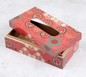 Customized Design Printed Napkin Tissue Box For Hotel <b>Wedding</b> Table <b>Top</b> Decorative Use Tissue Dispenser by blossom craft india - Product Image 6