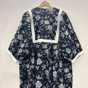 Vestido Casual Midi para Mujer, Tejido 100% Algodón, Liso, Manga Corta, Cintura Imperio, Estilo Babydoll, Cuello en V, Holgado, Funcional - Product Image 2