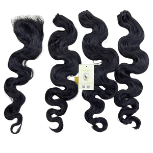 Wholesale <b>Bleached</b> Knots Raw Vietnamese Human Hair Natural Body Wave Bundles Double Drawn Machine Weft Extensions - Product Image 1