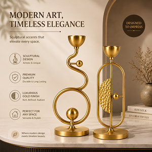 <b>Gold</b> Metal <b>Candlestick</b> <b>Holder</b> Christmas Decorative Tabletop Modern Home Decor Centerpiece Handmade Eco-Friendly - Product Image 5