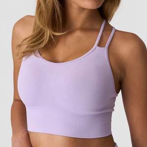 Sujetador deportivo de alta calidad para mujer, OEM, ajustado, con espalda cruzada, de material acanalado, elástico en cuatro direcciones, para correr, entrenar y hacer ejercicio. - Product Image 4