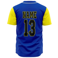 Jersey Baseball Kancing Depan Biru Kuning Khusus Pria, Seragam Tim Softball Bernapas, Kaos Olahraga Atletik untuk Tim