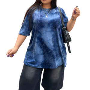 เสื้อยืดผู้หญิงลายมัดย้อม คอกลม แขนสั้น ทรงหลวม ผ้าฝ้าย เสื้อลำลอง ใส่ได้ทั้งฤดูใบไม้ผลิและฤดูร้อน - Product Image 1