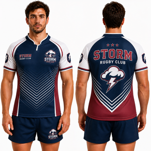 Fabricante de Camisetas de Rugby Personalizadas, Uniformes con Logotipo del Equipo Bordado, Ropa Deportiva Transpirable, OEM, Venta al Por Mayor, Equipación de Club para Hombre, Exportación 2026 Pros - Product Image 1
