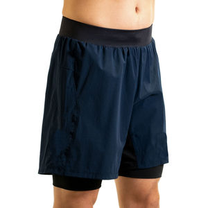 Shorts d'arts martiaux bleu marine, taille élastique, design plissé, haute qualité, unisexe, sur mesure, shorts MMA, vêtements de combat, 100% coton - Product Image 3
