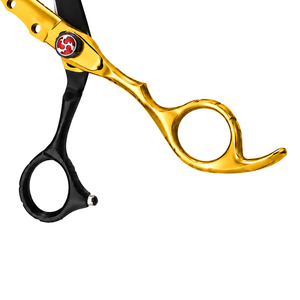 Ciseaux de coiffure légers en acier inoxydable avec logo personnalisé, 6 pouces, dorés et noirs, durables, pour la coupe de cheveux en salon - Product Image 4