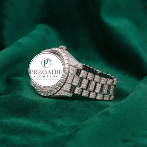 นาฬิกาข้อมือ Pragalbh Jewels ประดับเพชร หน้าปัดแบบอารบิก หรูหรา สายสแตนเลส สตีล ควอตซ์ สำหรับผู้ชายและผู้หญิง - Product Image 3