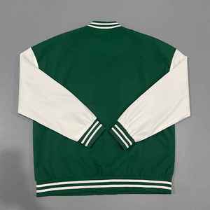Stylish letterman varsity <b>jacket</b> with thick wool fabric and PU leather sleeves for everyday casual streetwear and sports looks - Product Image 1