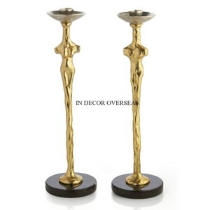 Fully High Grade Gold Plated Leaves Designer Elegant Look Wedding And <b>Parties</b> <b>Table</b> Centerpiece Decorative Candle Stick Holder - Product Image 2