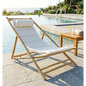 เก้าอี้ชายหาดไม้ไผ่พับได้สไตล์โมเดิร์น - เฟอร์นิเจอร์กลางแจ้งที่สะดวกสบาย - Product Image 1