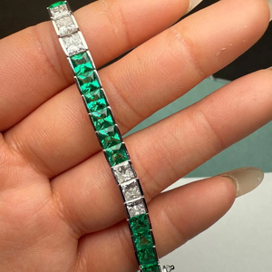 Pulsera de Plata de Ley para Mujer con Diamantes Cultivados en Laboratorio con Corte Princesa, Certificados por IGI, Lujo para Uso Diario - Product Image 1